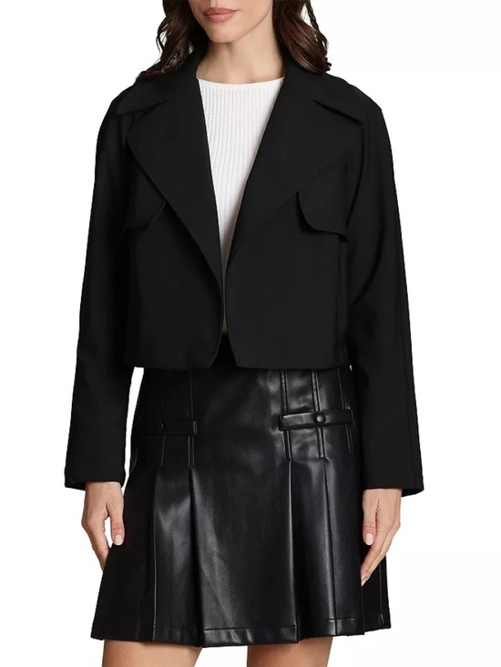Bagatelle Collection Jackets & Blazers - Bagatelle Collection Open Front Cropped Trench Coat L Black Cool Tech Nylon EC